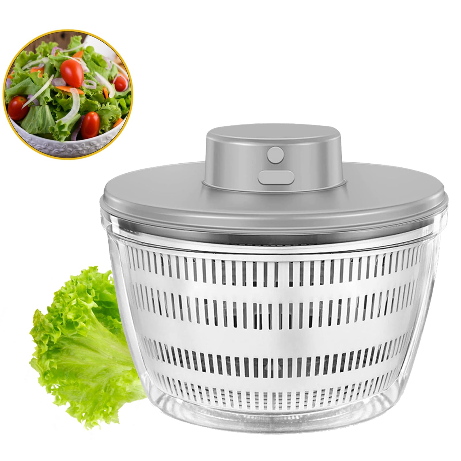 Essoreuse à Salade Automatique sans Fil USB 4000 ML Déshydrateur Automatique pour Fruits et légumes, saladier pour Servir, assèchement Rapide, ustensile de Cuisine dans Une Couleur Tendance