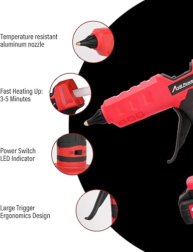 Miniatura 2 de AVID POWER Kit de pistola de pegamento caliente, pistola de pegamento inalámbrica recargable de mano de 20 V, 12 barras de pegamento incluidas,