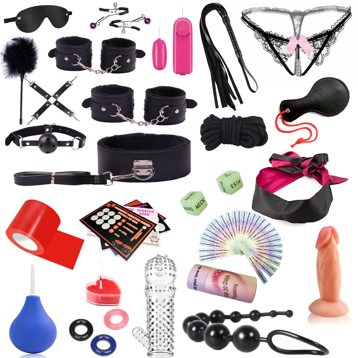 Giocattoli erotici SM, kit bondage, cinghie bondage SM, s, kit da 30 pezzi, giocattoli erotici in pelle, kit SM con manette e un plug anale