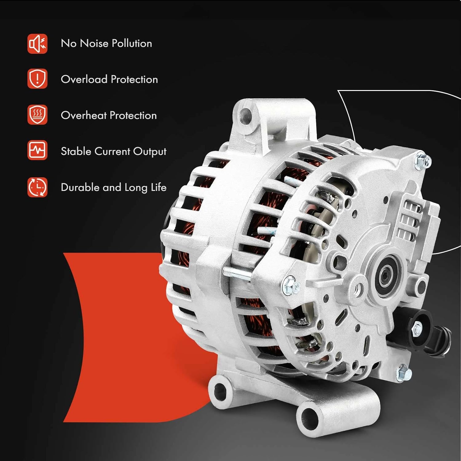 A-Premium Alternator Compatible with Ford Windstar 1999-2003 V6 3.8L, 135Amp 12Volt CW 6-Groove Clutch Pulley, Replace# 4U2Z-10V346-ALRM, XF2U-10300-BC, AFD0060, 40014052, 40014052R