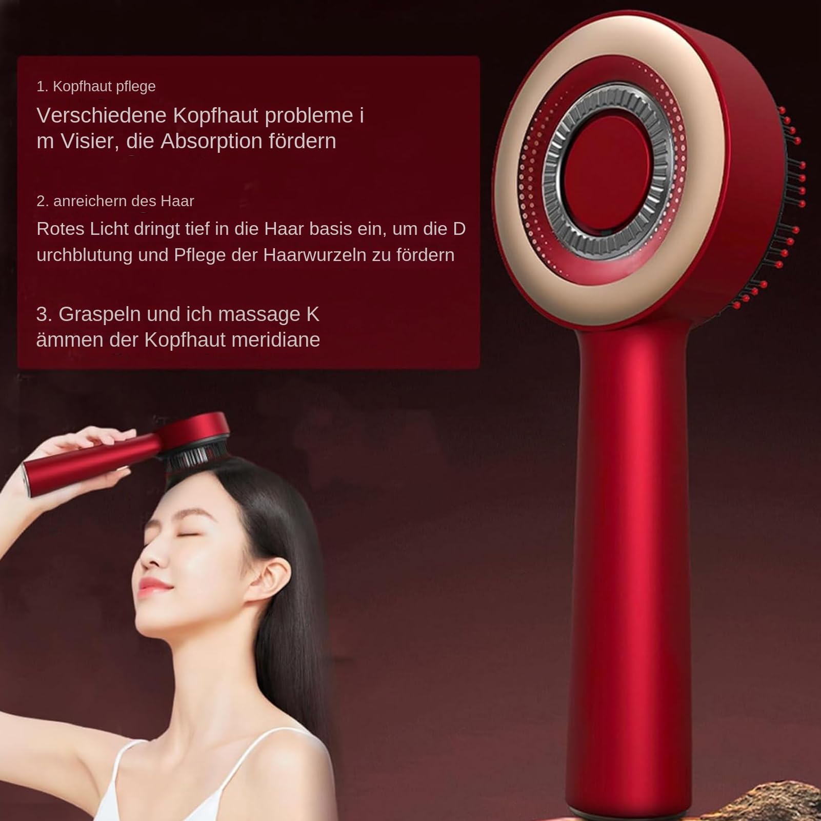 Kopfhaut-Massagekamm, Kopfhaut-Massagegerät - Wasserdichter Ölspender für