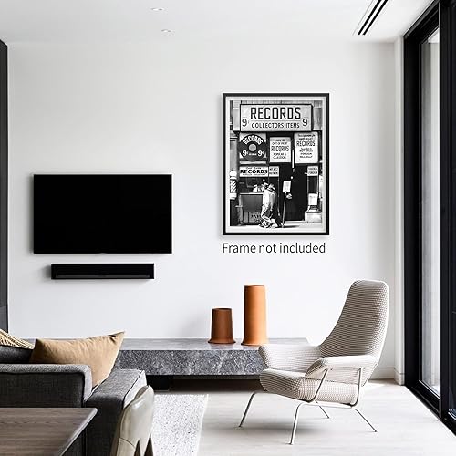 Miniatura 7 de VERENIX Arte de pared de fotografía en blanco y negro de moda, póster vintage de tienda de discos de preppy, arte musical retro de moda, arte