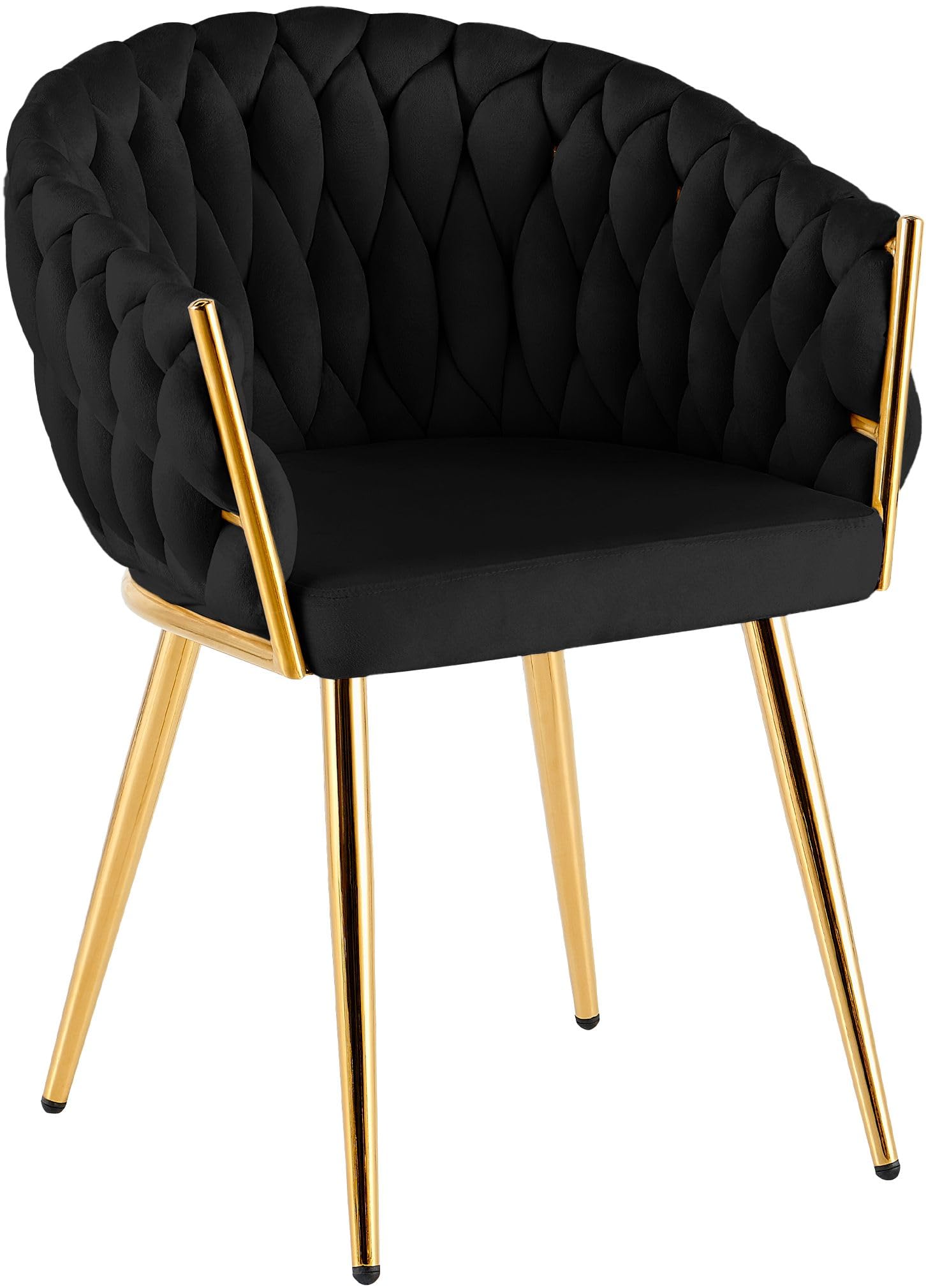 CLP Silla Comedor Acolchada Molise Silla Cocina Terciopelo Respaldo Estructura Acero Dorado soporta hasta 150 kg Color:Negro;Material:Terciopelo