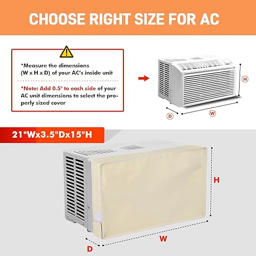 Miniatura 2 de Cubiertas de aire acondicionado para interior de 21 pulgadas de ancho x 15 pulgadas de alto x 3.5 pulgadas de profundidad, resistente al viento e