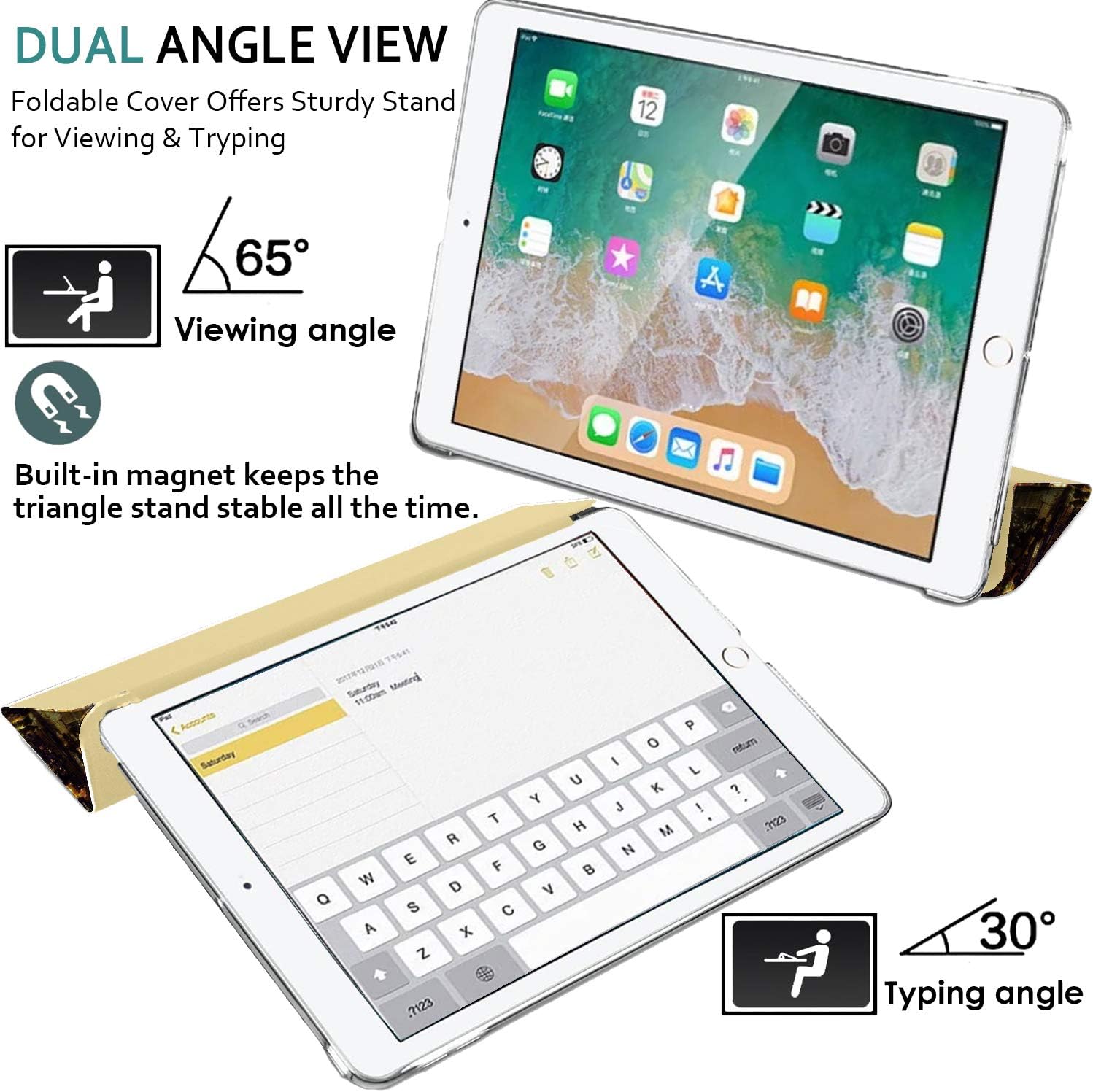 DuraSafe Cases iPad 10.5 Air 3rd Generation [ Air 3 2019 ] MV172LL/A MV162LL/A MV152LL/A MUUT2LL/A MUUR2LL/A MUUQ2LL/A Trifold Printed PC Lightweight Protective Clear Back Cover - Paris Night
