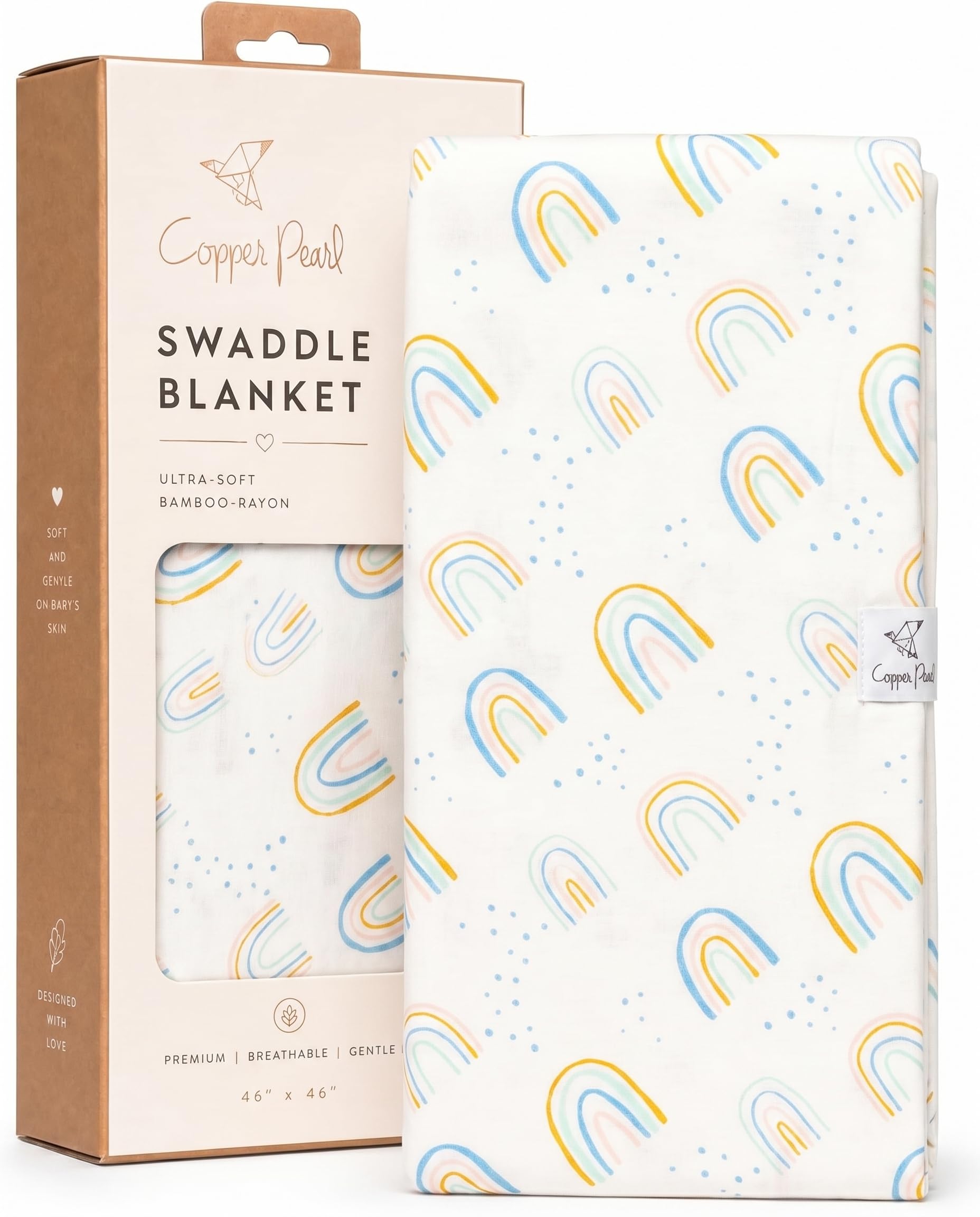 Copper Pearl Swaddle Blankets for Newborns | Soft Stretchy Receiving Blankets for Boys and Girls | Large 46 x 46 Inch Baby Blankets | Lightweight and Breathable Swaddles | Skye