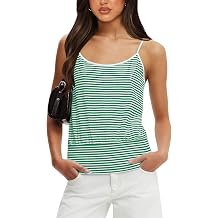 Fallorchid Women Y2K Striped Spaghetti Straps Cami Tank Sleeveless Slim Fit Aesthetic Going Out Tops