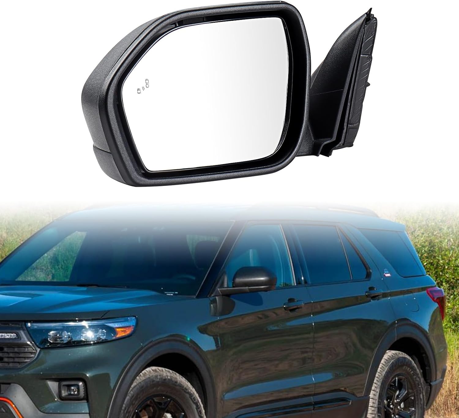 Astra Depot Left Driver Side Door Mirror Compatible for 2020-2025 Ford Explorer - Matte Black, 8-Pin, Heated, Blind Spot, Puddle Light, Power Angle Adjustment, Manual Folding - FO1320674, LB5Z17683BA