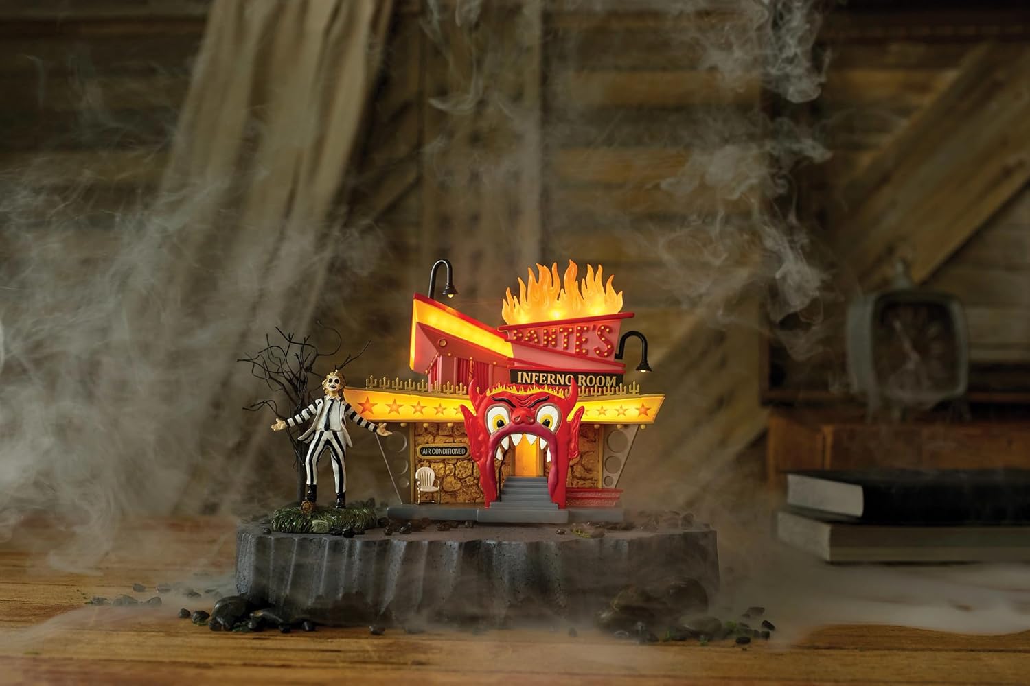 Department 56 Beetlejuice Village Dante's Inferno Lounge Lit Building, 6.69 Inch, Multicolor