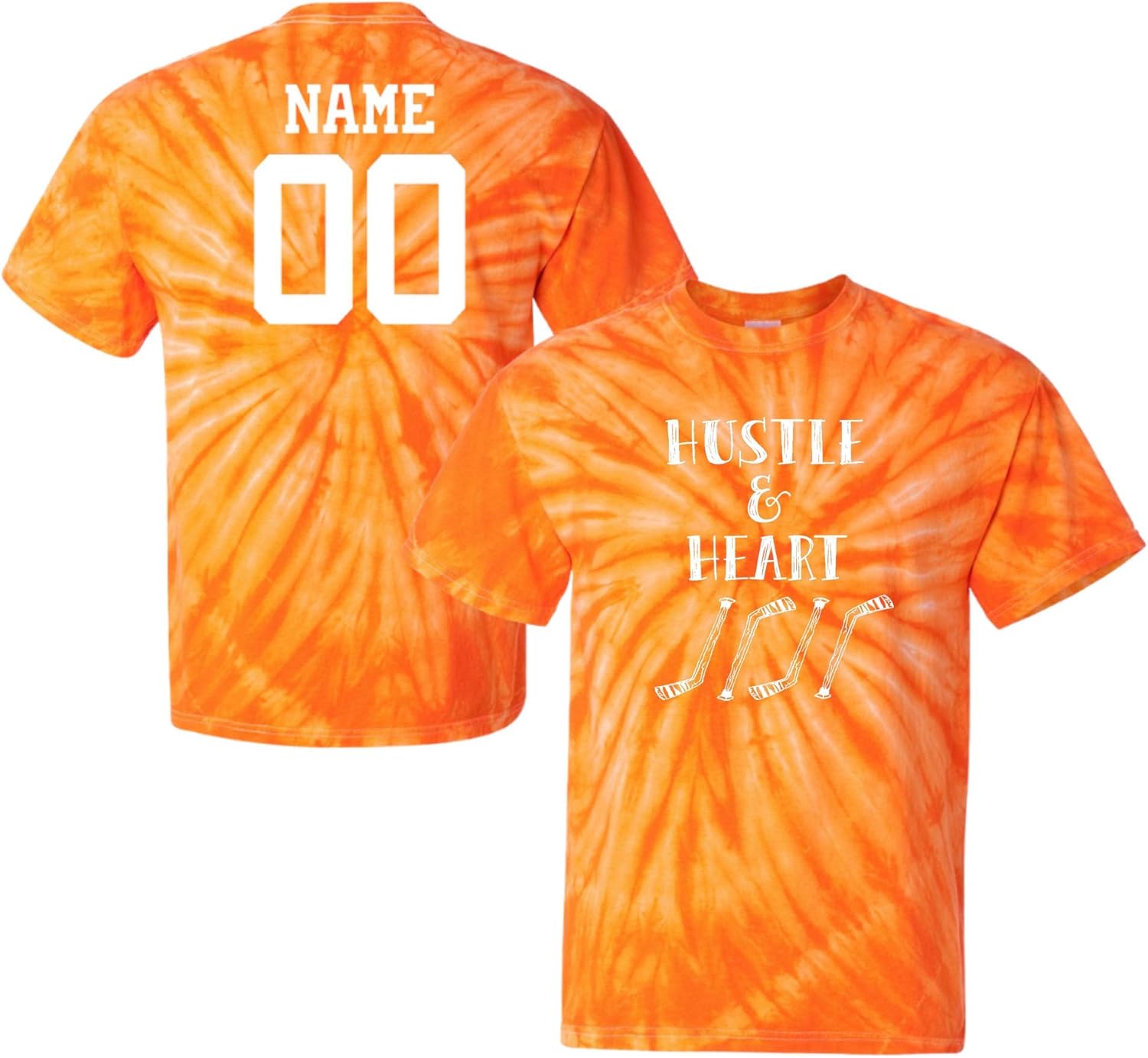 JANT girl Custom Ice Hockey Tie Dye T-Shirt Hustle with Heart Logo