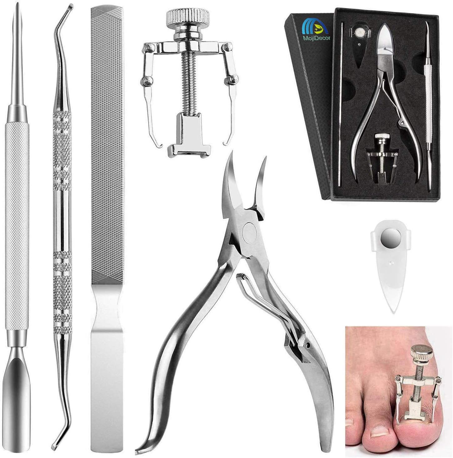 Ingrown Toenail Filae and Ingrowing Toenail File, Professional Nail Care Set 6PCS Premium Stainless Steel Manicure Pedicure Set, Nail Nipper Nail Slider Nail File and Ingrown Toe Tool