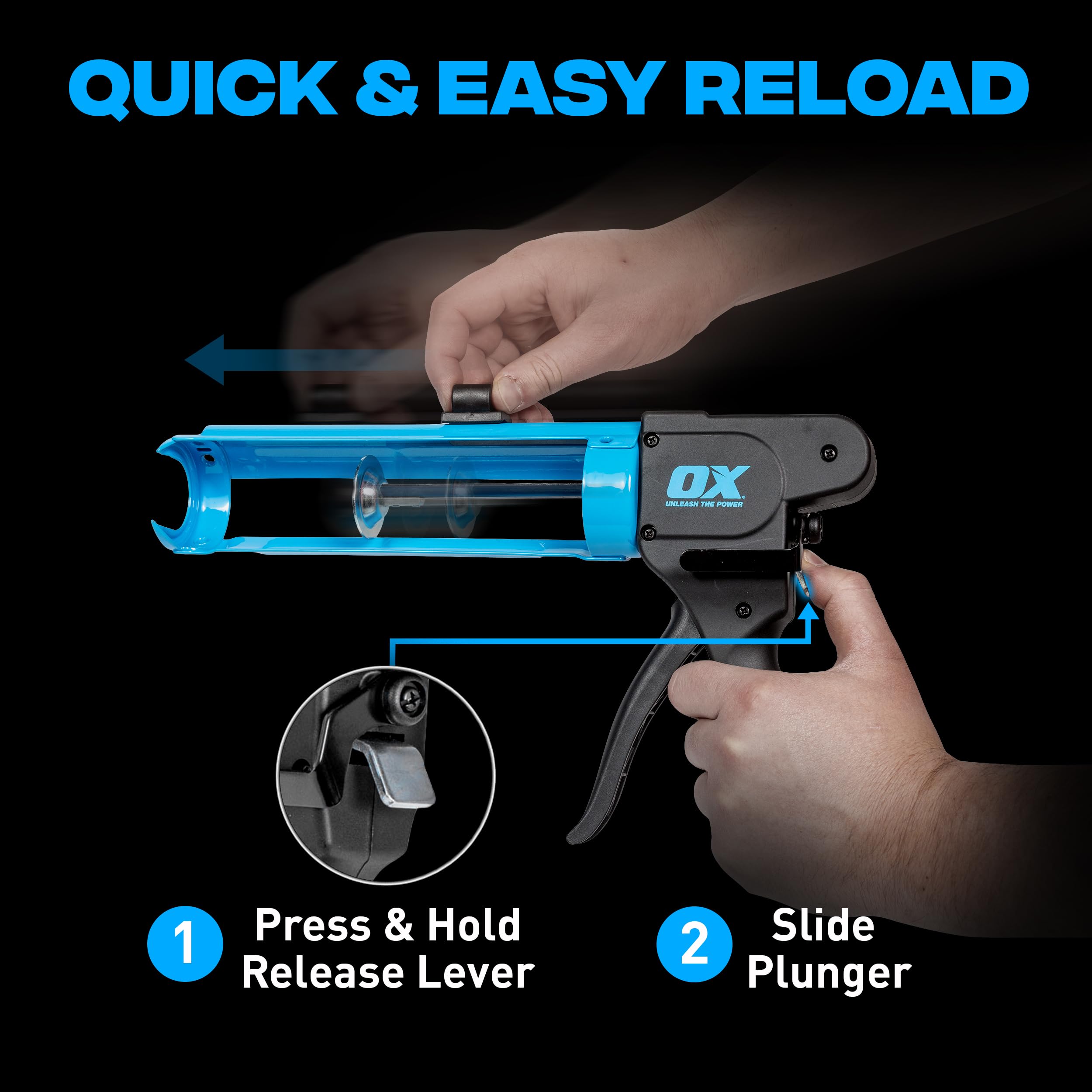 OX Tools Pro Pistolet uszczelniający beztłoczyskowy, 293 g, współczynnik nacisku 7: 1 (OX-P044910)