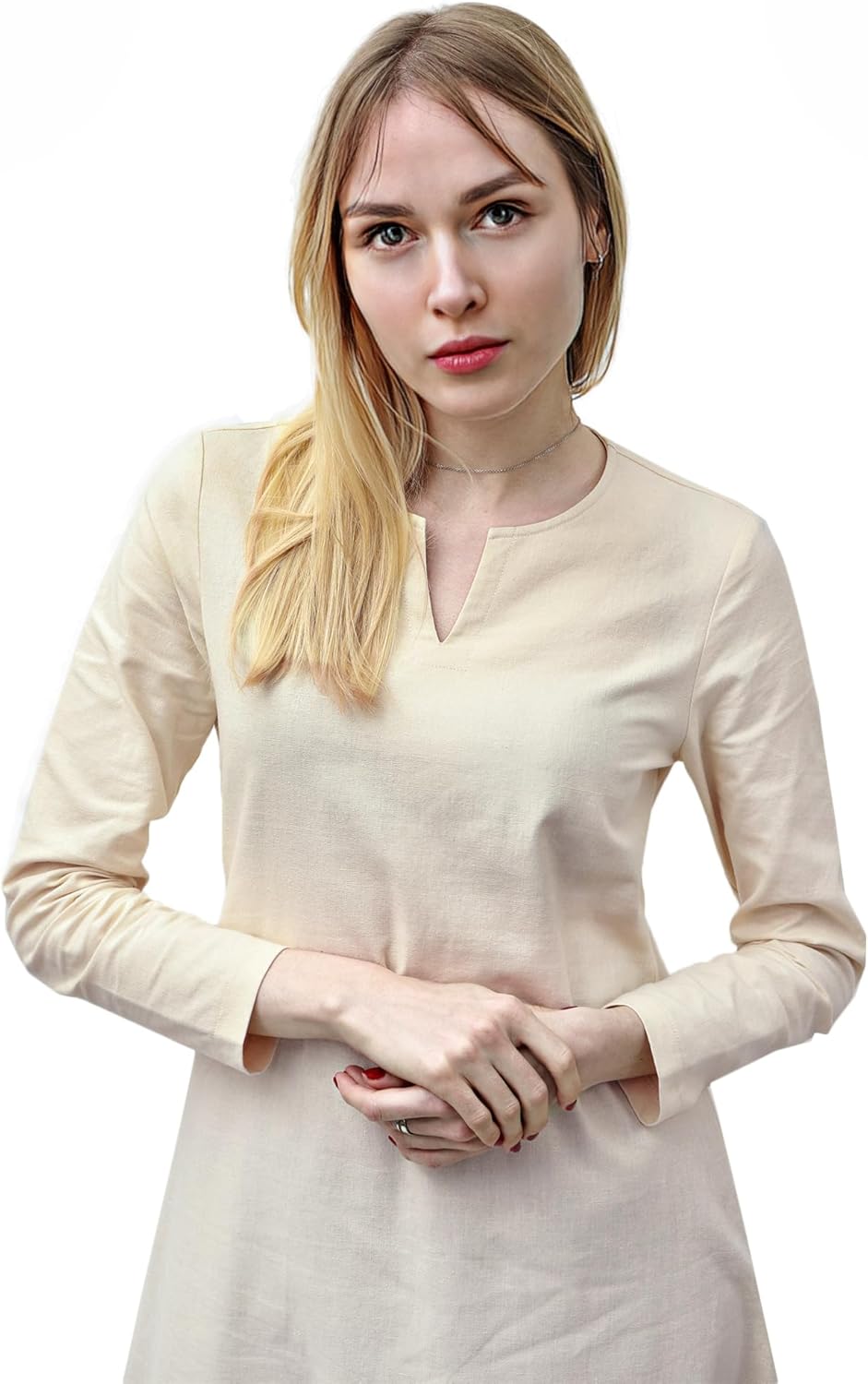 KUOIN Womens Medieval Dress Chemise Renaissance Peasant Cosplay Costume Maxi - Image 3