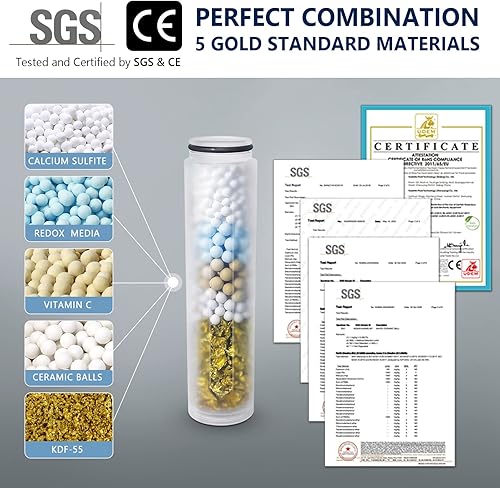 Miniatura 4 de 2 piezas de repuesto de filtro de ducha, suavizante de agua dura, filtro KDF mejorado para eliminar el cloro, metales pesados y sedimentos