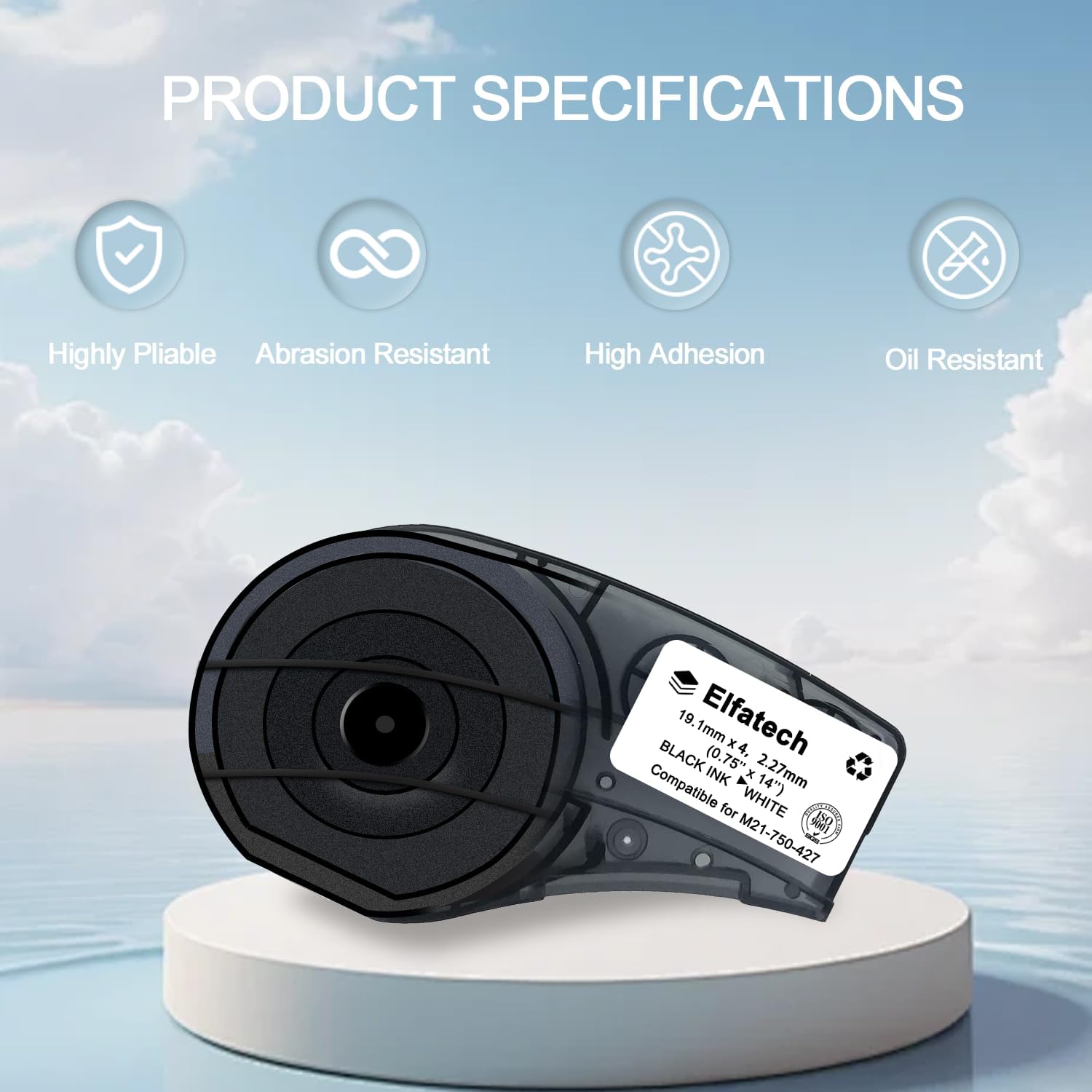 M21-750-427 Compatible M21-750-427 Self-Laminating Wire Wrap Labels Tape, Black on White Vinyl Wire & Cable 0.75" Ribbon for Control Panels/Electrical Panels, 19.05mm x 4.27m (0.75" x 14'), 3 Pack