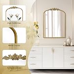WallBeyond Gold Vintage Mirror for Vanity 22x30 Inch, Gold Antique Mirror with Ornate Frame, Arched Vintage Wall for Bathroom, Living Room, Fireplace, Entryway