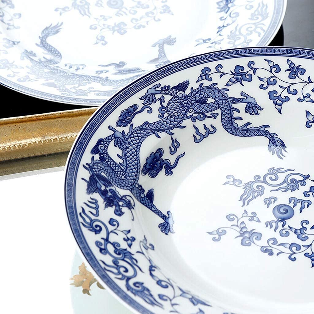 Luksusowy ceramiczny zestaw obiadowy do restauracji i domu z 50 szt. misek/garnków do zupy/talerzy/łyżek | Zastawa stołowa porcelanowa