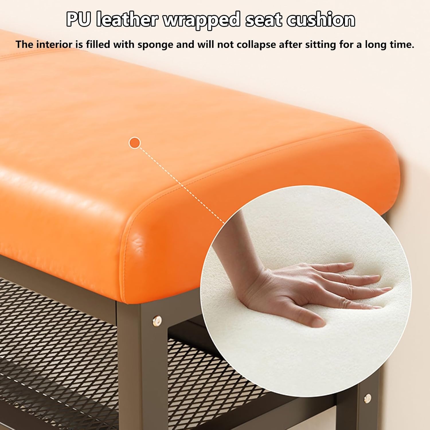 Entryway Shoe Bench with Storage, 3-Tier Shoes Rack Stool with Leather Seat Cushion, End of Bed Bench, Open Shelves, Steel Frame, Storage Shelf for Entryway, Hallway, Bedroom(Gray,23.6in/60cm)