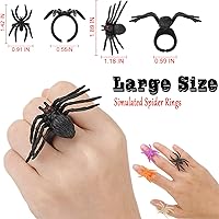 Vista 2 de 248 anillos de araña de Halloween a granel para recuerdos de fiesta, anillos de araña de plástico que brillan en la oscuridad para decoración