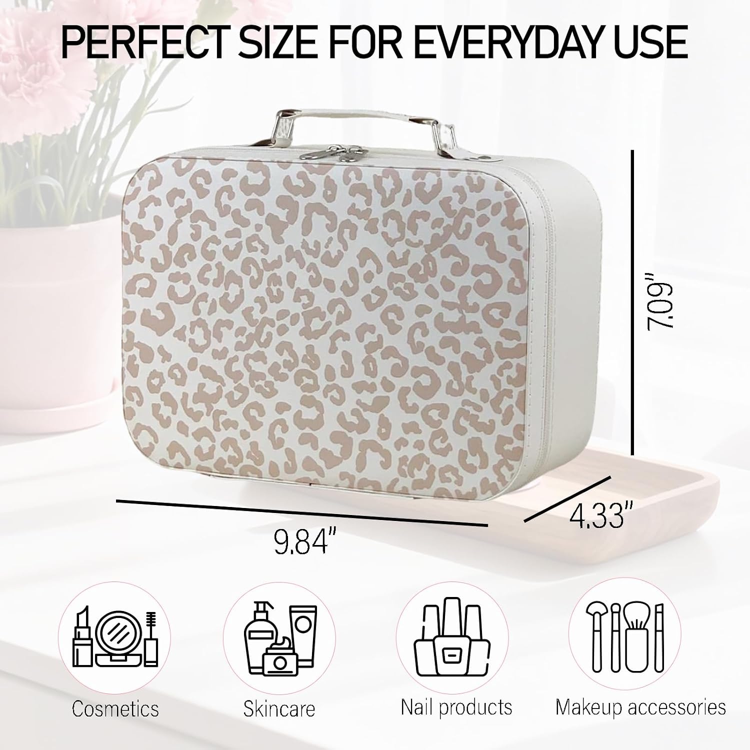 Travel Makeup Case with Mirror, Large Capacity Cosmetic Bag,for Bedroom, Travel,Portable Organizer for Cosmetics, Nail Tools, Craft Supplies, Gift for Women Mom Girls