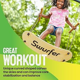 Swurfer Stand Up TreeSkate Outdoor Swing - Tree Swing for Kids with Adjustable Handles, Kids Outdoor Play Equipment, Durable, Weatherproof, Easy Installation, Holds Up to 200 lbs, Ages 6+ (Original)
