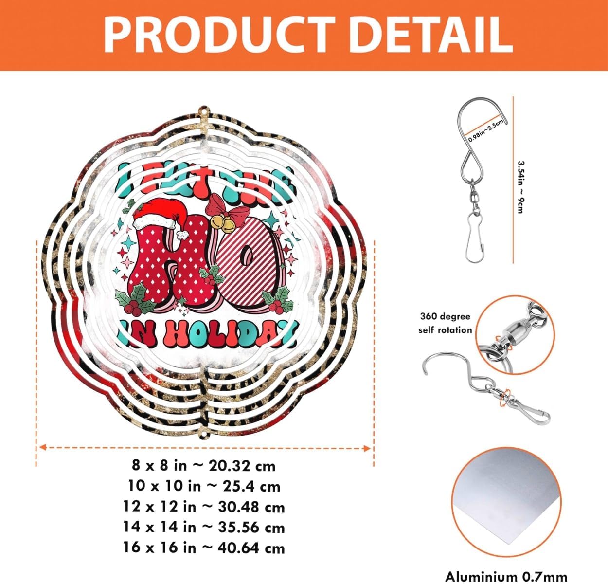 I Put The Ho in Holiday Christmas Wind Spinners 3D Stainless Steel Laser Cut Metal Double Sided Printing-Hanging Indoor/Outdoor Decorations Yard Gardening Decor,Metal Kinetic Art 16x16 inches