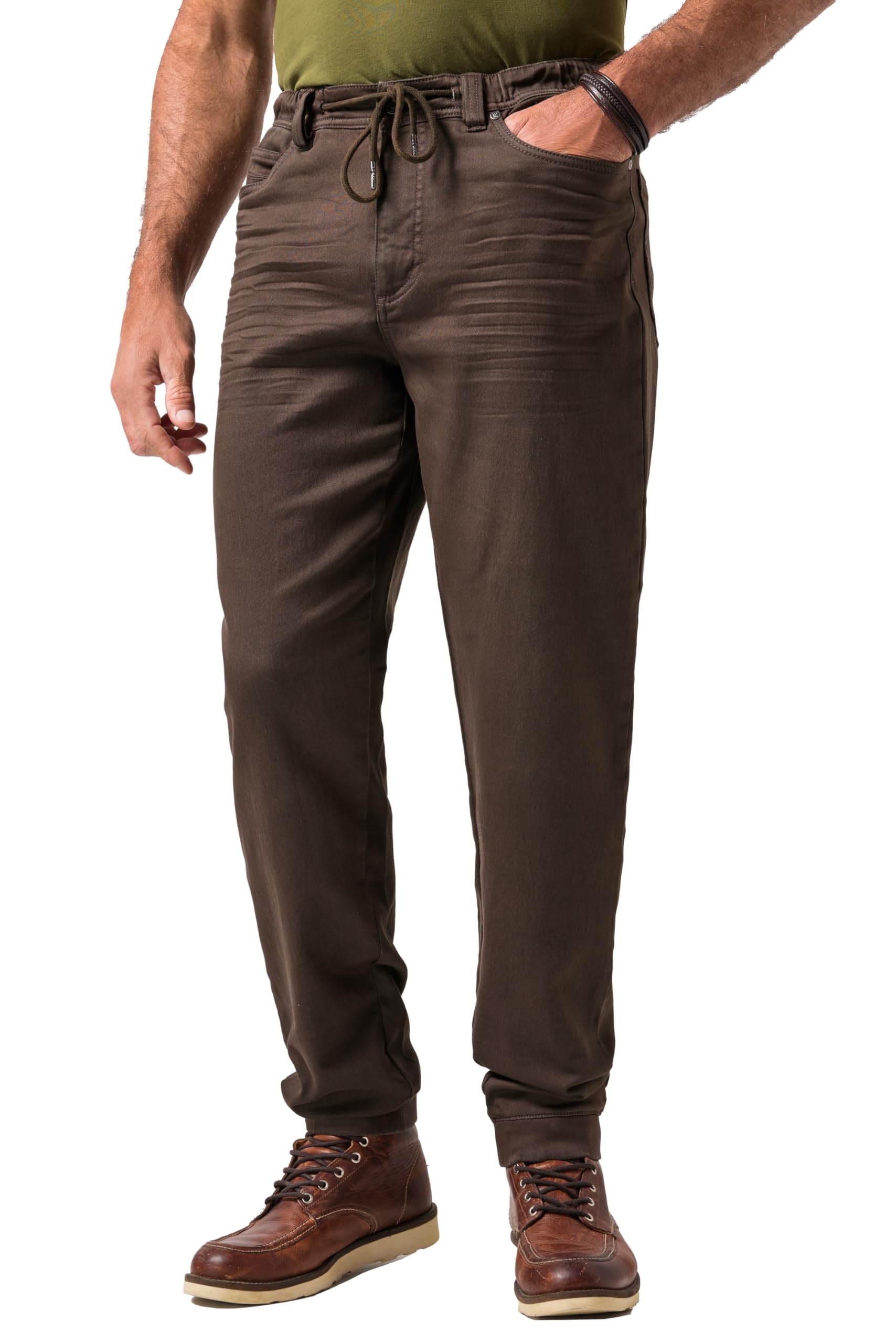 JP 1880 Flexnamic® 812960 Men's Large Sizes Plus Sizes Menswear L-8XL Slip-On Trousers with Elastic Waistband, Dark Brown, XL