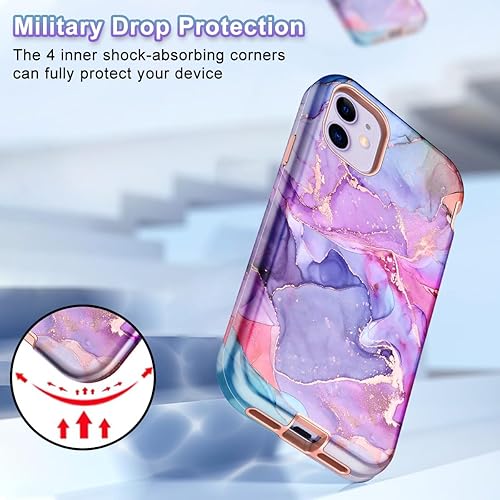 Miniatura 5 de CASEFIV Funda compatible con iPhone 11, patrón de mármol 3 en 1, resistente a prueba de golpes, cuerpo completo, resistente a los golpes,