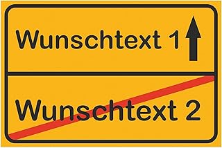 INDIGOS UG - WUNSCHTEXT Schild - 20x15cm - PVC - Ortsschild mit eigenem Namen oder Text - personalisiert - Wunschtext individuell - Ortsname, Funschild, Namensschild