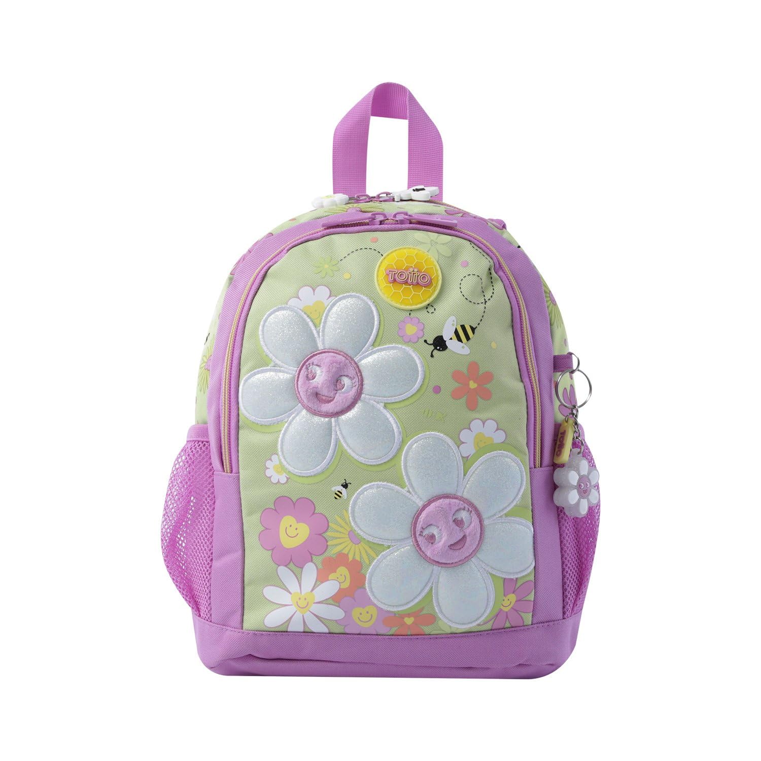 TOTTO Mochila Infantil, Modelo Margarita S, Mochila Pequeña, Capacidad 8 L, 2 Compartimentos, 2 Bolsillos para Botella, Organizador Interno, Correas Acolchadas, Resistente y Duradera, Color Verde