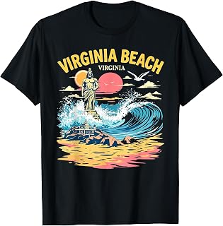 Vintage Virginia Beach Virginia Sunset Beach Cityscape T-Shirt