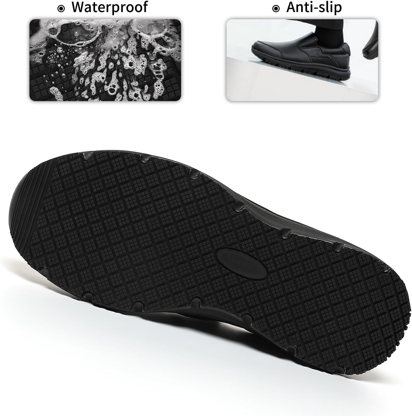 Jacata Black Casual Mens Slip On Loafers, Walking Comfortable & Light-Weight Leather Non Slip Shoes for Men - Image 4