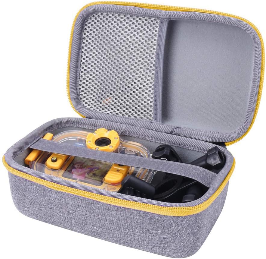 Aenllosi Hard Carrying Case Replacement for VTech Kidizoom Action Cam (Grey,Yellow Zipper)