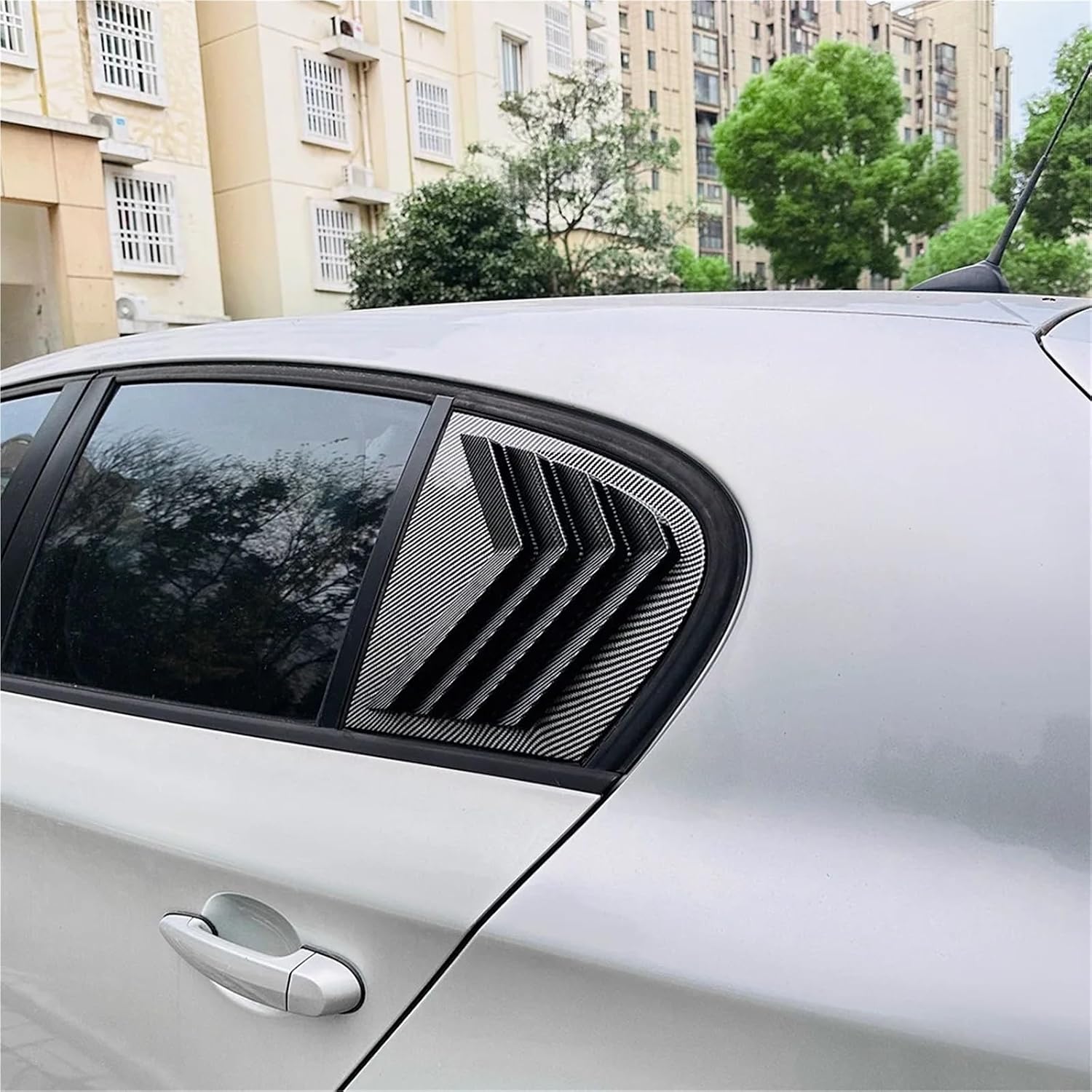Gloss Black Car Side Window Louver Fit for BMW 1 Series E87 2005 2006 2007 2008 2009-2011Car Rear Shutter Cover Spoiler(Carbon Fiber)