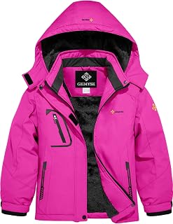 Chaqueta de Esquí Impermeable de Montaña para Niñas Abrigo de Invierno de Lana Antiviento con Capucha