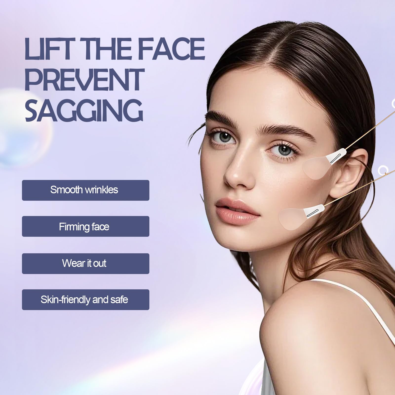 Parches Lifting Facial Invisibles – 80 Parches + 4 Elásticos Ajustables, Efecto V-Line Instantáneo, Rostro Cuello Ojos, Discretos bajo el Maquillaje