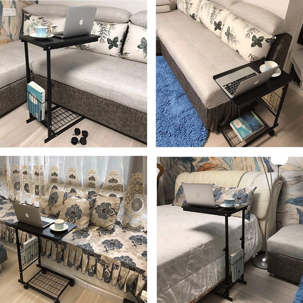 Micoe Sofa Side Table with Wheels Couch Table That Slide Under with