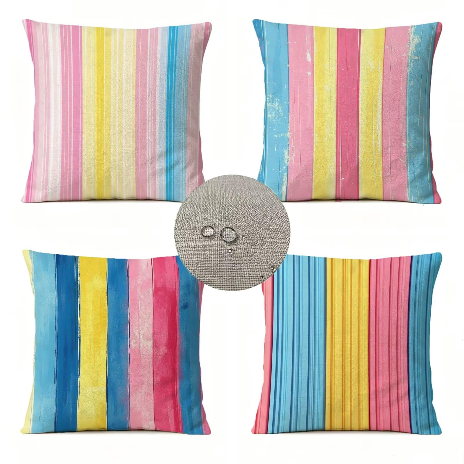 Fundas de Cojines Raya Juego de 4 Lino Cojines Exterior 45x45cm GJ-90