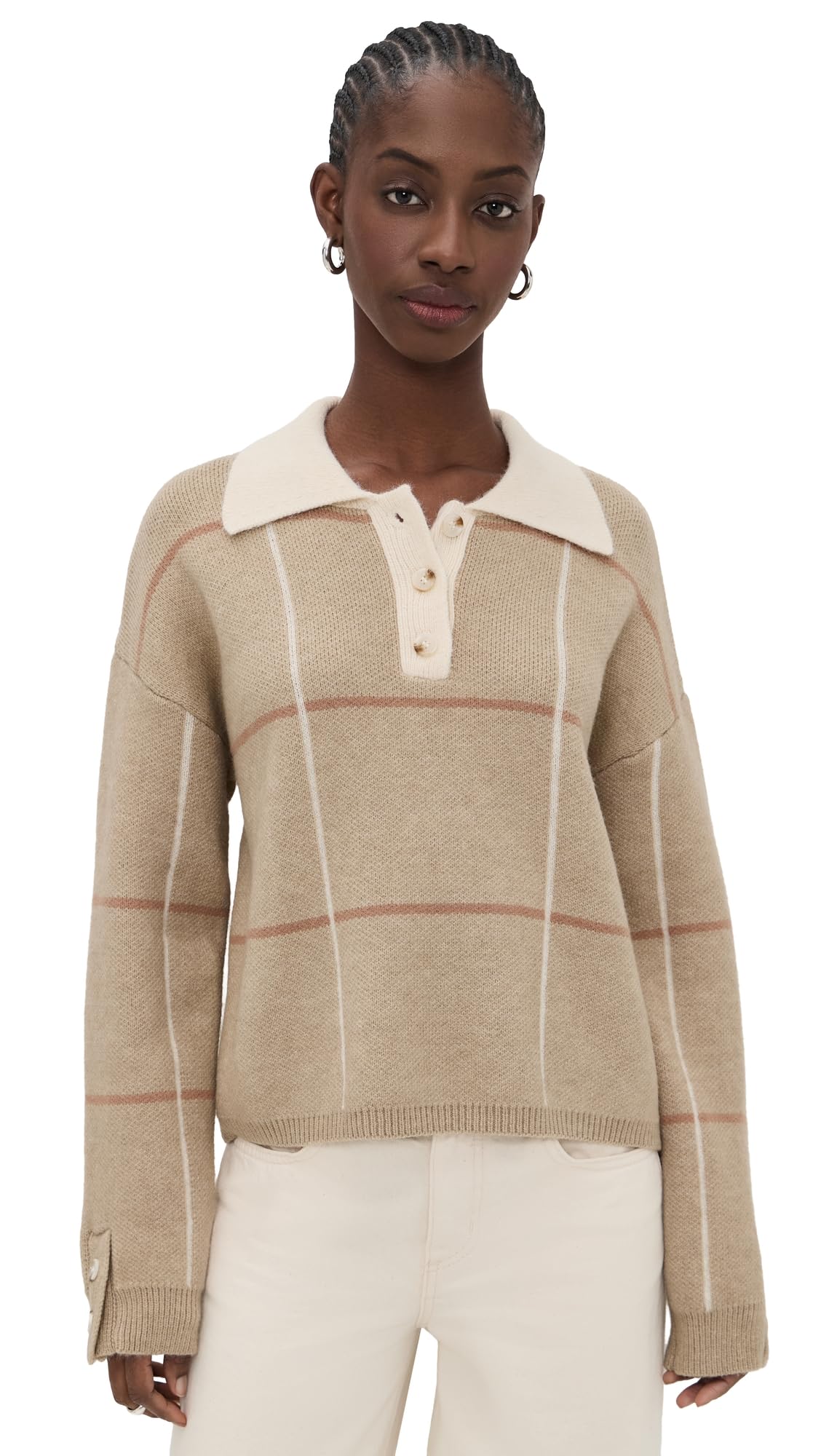 Little Lies Womens Checked Polo Sweater