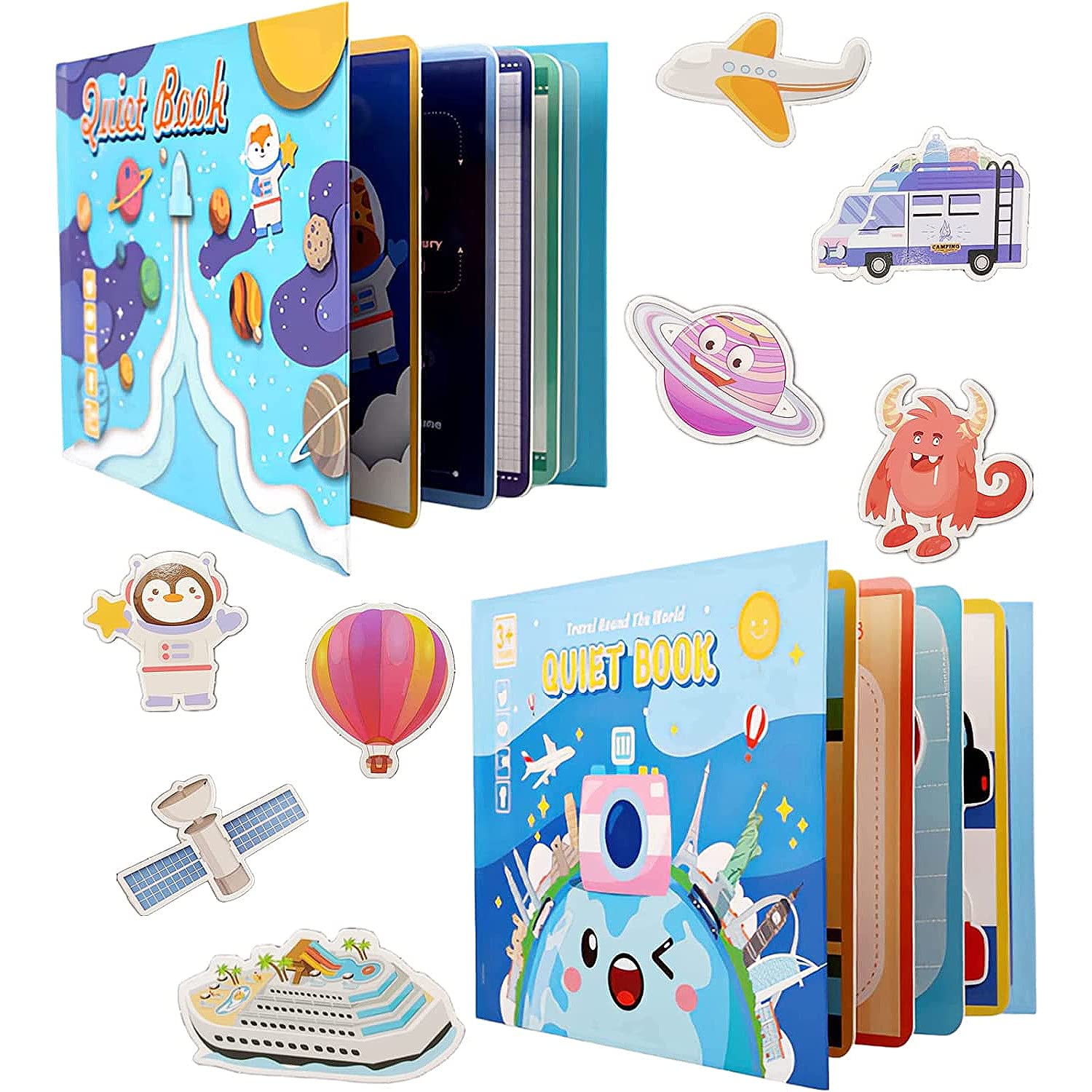 Kidology Montessori Quiet Book For Toddlers|Montessori Busy Book For Kids To Develop Learning Skills|Montessori Learning Homeschool Preschool Educational Activity Book Toys (Travel+Space),Multicolor (B0BNF8T8PS) Amazon Price History, Amazon Price Tracker