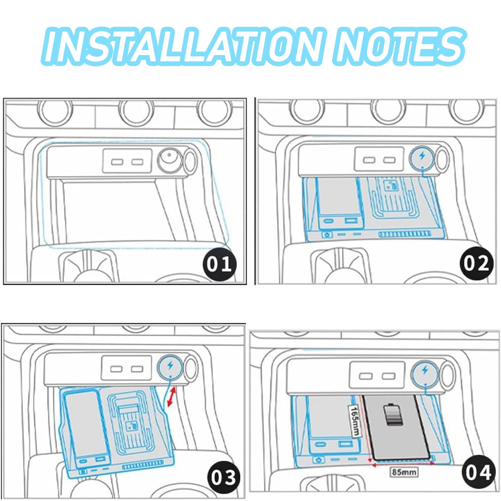 Caricabatterie Wireless per Auto per 11th Civic all Models Accessorio con 15w Wireless e 27w USB Qc3.0 Ricarica Rapida Regalo per la Famiglia