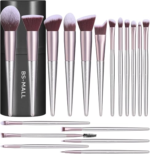 BS-MALL Lot de 18 pinceaux de maquillage synthétiques de qualité supérieure pour
