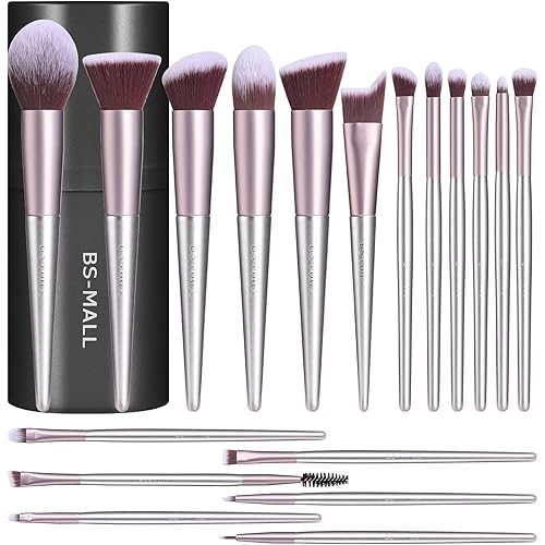 BS-MALL Makeup Brush Set 18 Pcs Premium Synthetic Foundation Powder Concealers Eye shadows Blush Makeup Brushes with black case