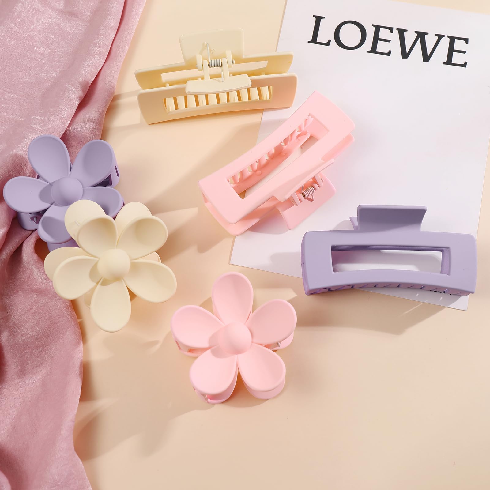 NWT Flower Claw Clips 6 Pcs Large Hair Claw Clips for Thick Hair 6Pcs Hawaiian Flower Hair Claw Clips Plumeria Flower Hair  main image 3