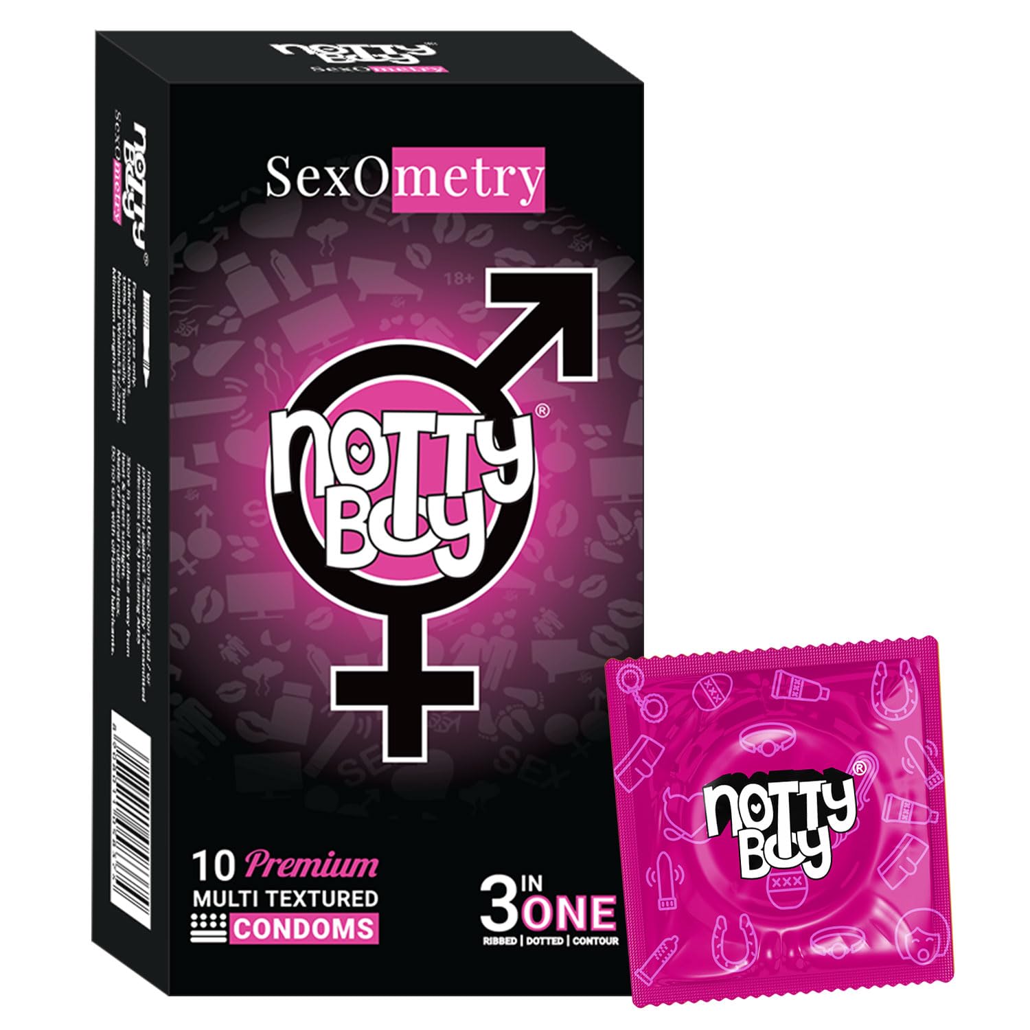 Ribbed and Dotted Condom With Snug Fit Design - 10 count | Multi Textured Condoms For Male