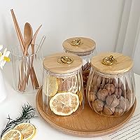 Vista 4 de 38 FL OZ Glass Jars with Bamboo Lids, Airtight Storage Containers, Large Candy Jars for Coffee Nuts Cookie, Decorative Glass Canister, 1130ml Oval &
