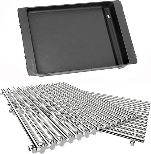 QuliMetal Parrilla de hierro fundido 7658 y rejillas de cocción SUS304 de 0.354 in para parrillas Weber Spirit 300 y GS4 Spirit II serie 300