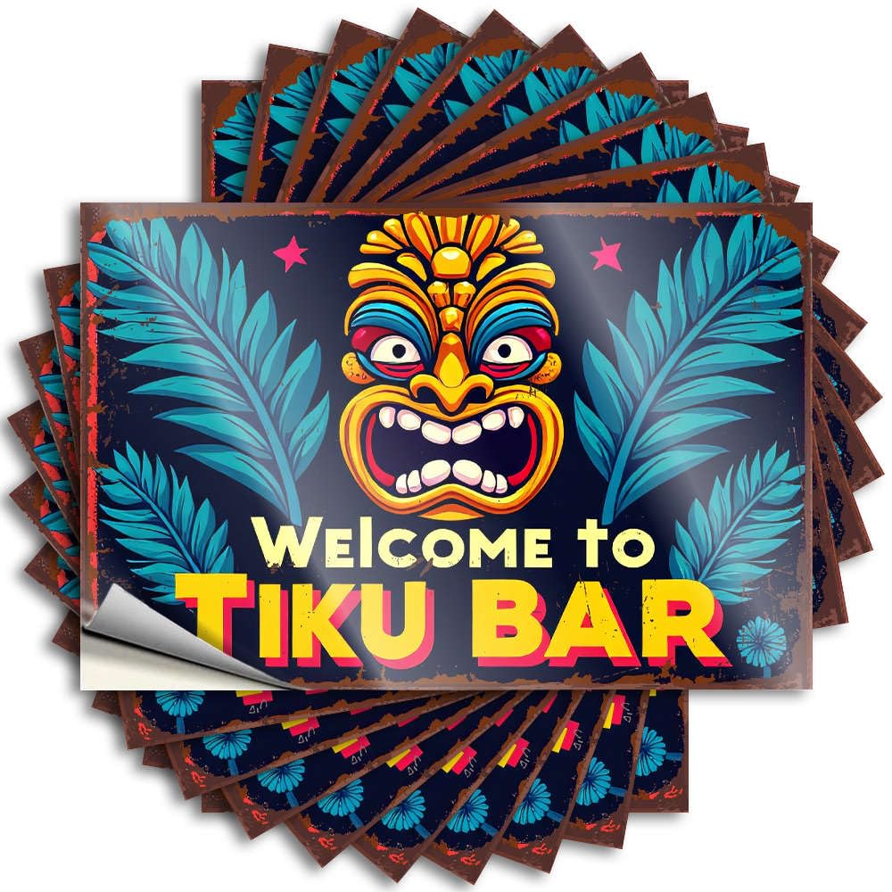 Fzfn Colour Decals Case Scratch Resistant Decals, Coffee Matte Print For Phone Case Student | Tiki Bar Decorations Uv Proof Pack Welcome To Tiki Bar(12X18cm)