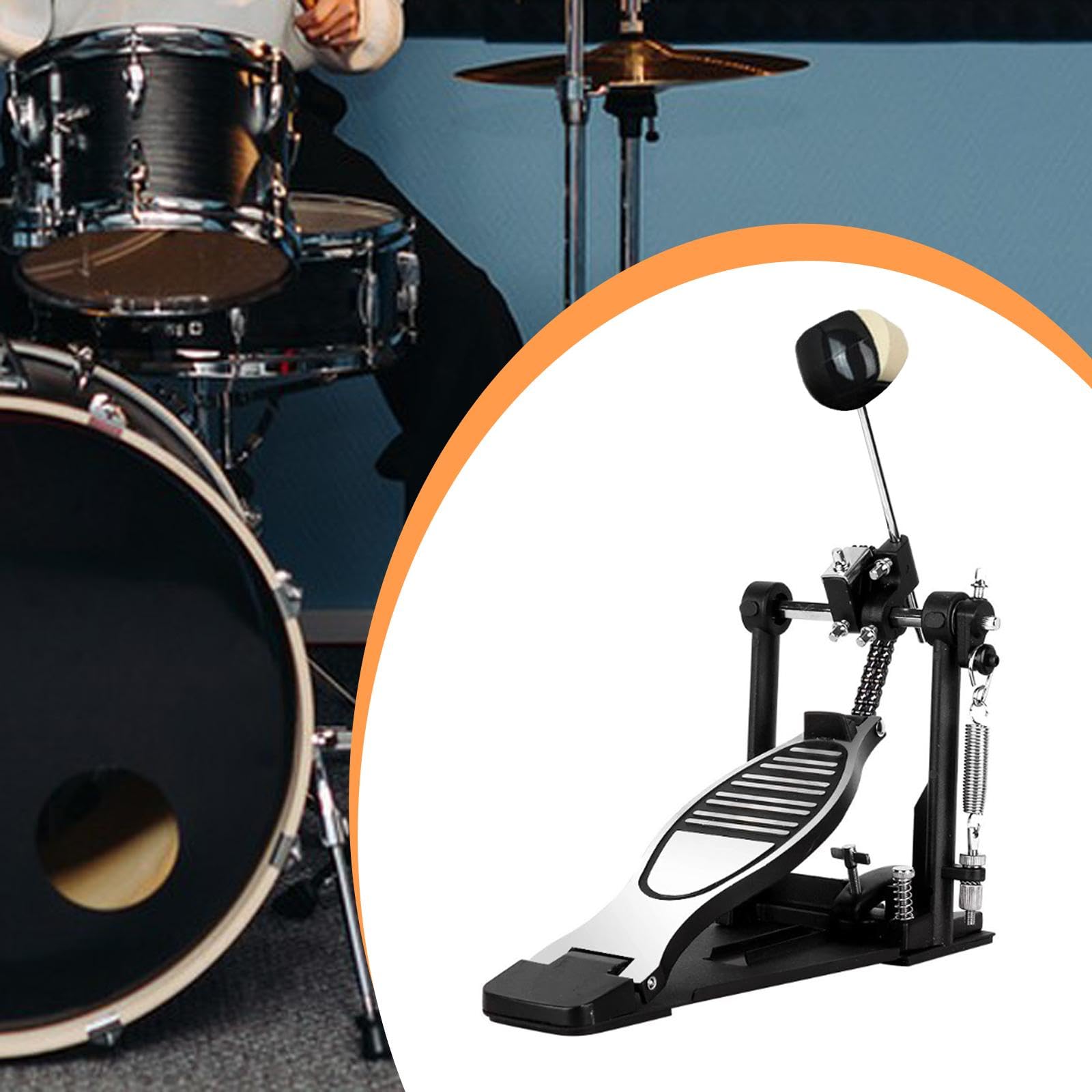 Colcolo Pedal de bombo individual, pie de práctica, práctica de batería portátil con, hardware de percusión para bateristas de estudio principiantes