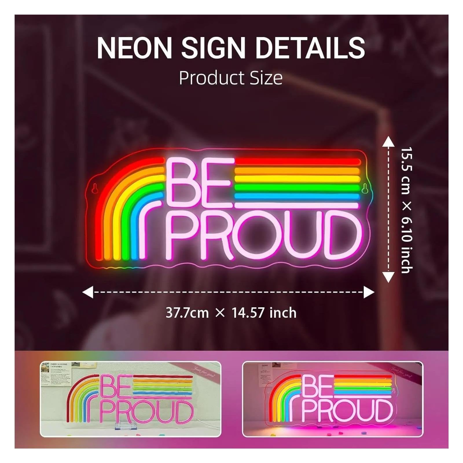 Insegna al Neon Insegna Al Neon Be Proud Dimmerabile | Luce LED Arcobaleno Per Aula Biblioteca Sala Giochi Sala Studio Camera Da Letto Decorazioni 37.7cmx15.5cm